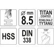 Burghiu metal HSS-TiN 8,5 mm, Yato YT-44659 2