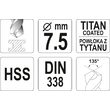 Burghiu metal HSS-TiN 7,5 mm, Yato YT-44657 2