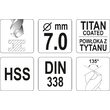 Burghiu metal HSS-TiN 7 mm, Yato YT-44656 2