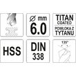 Burghiu metal HSS-TiN 6 mm, Yato YT-44654 2