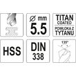 Burghiu metal HSS-TiN 5,5 mm, Yato YT-44653 2