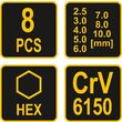 Set chei hexagonale cu maner, 8 piese Vorel 56649 4