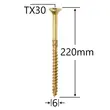 Surub pentru dulgherie cap inecat TX30 6x220mm 100buc/cut 1