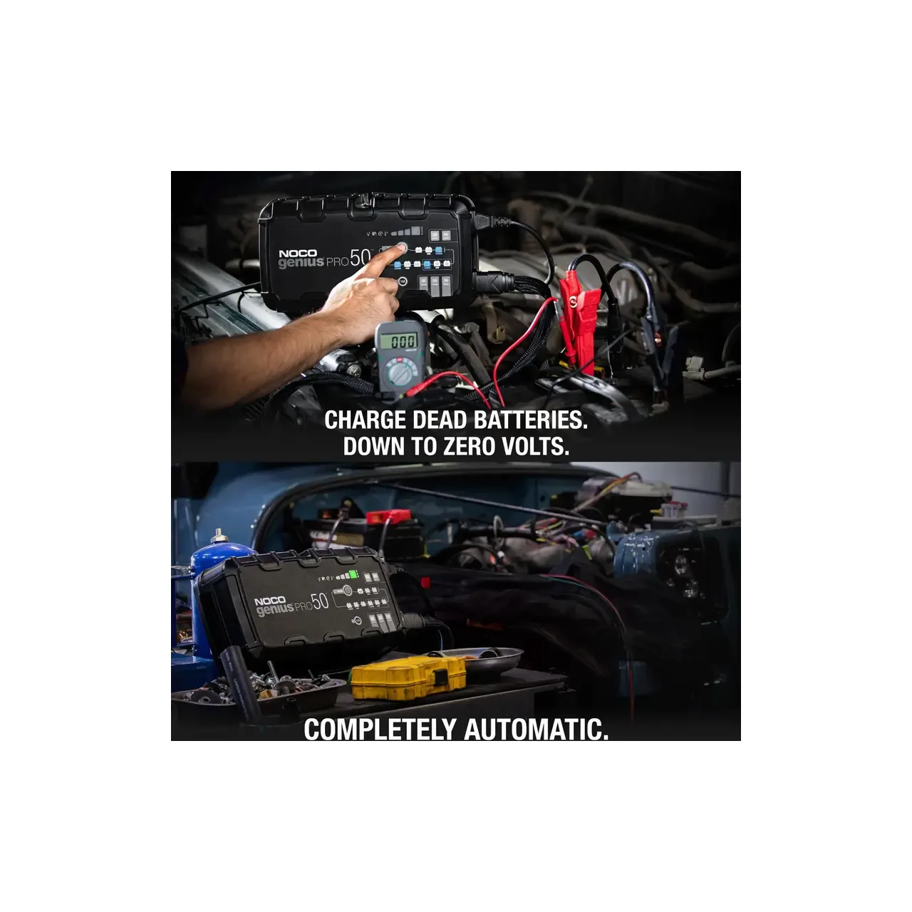 NocoGenius redresor Smart 6+12+24V 50A/50A/24A pentru acumulatori maxim 2000A/2000A/1000A Genius Pro50 (1/2) 5