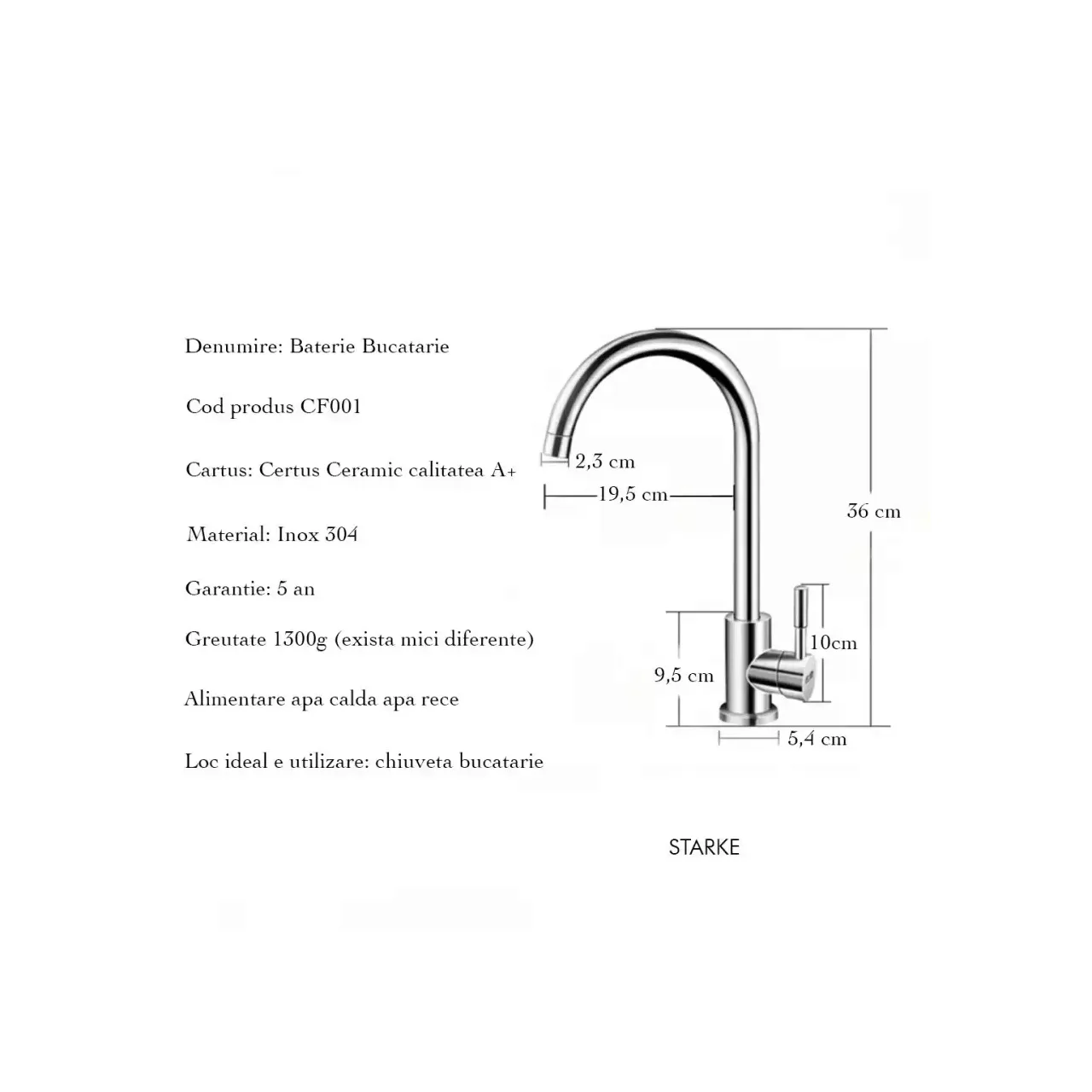 Baterie bucatarie lebada inox satinat CF001 1