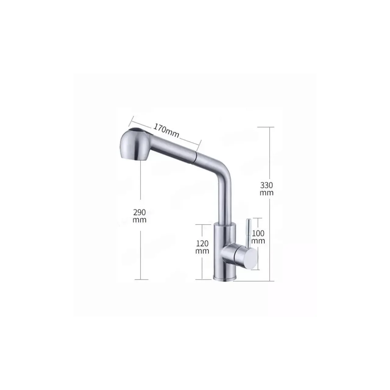 Baterie bucatarie cu dus extractibil monocomanda inox satinat cartus ceramic CF019 3