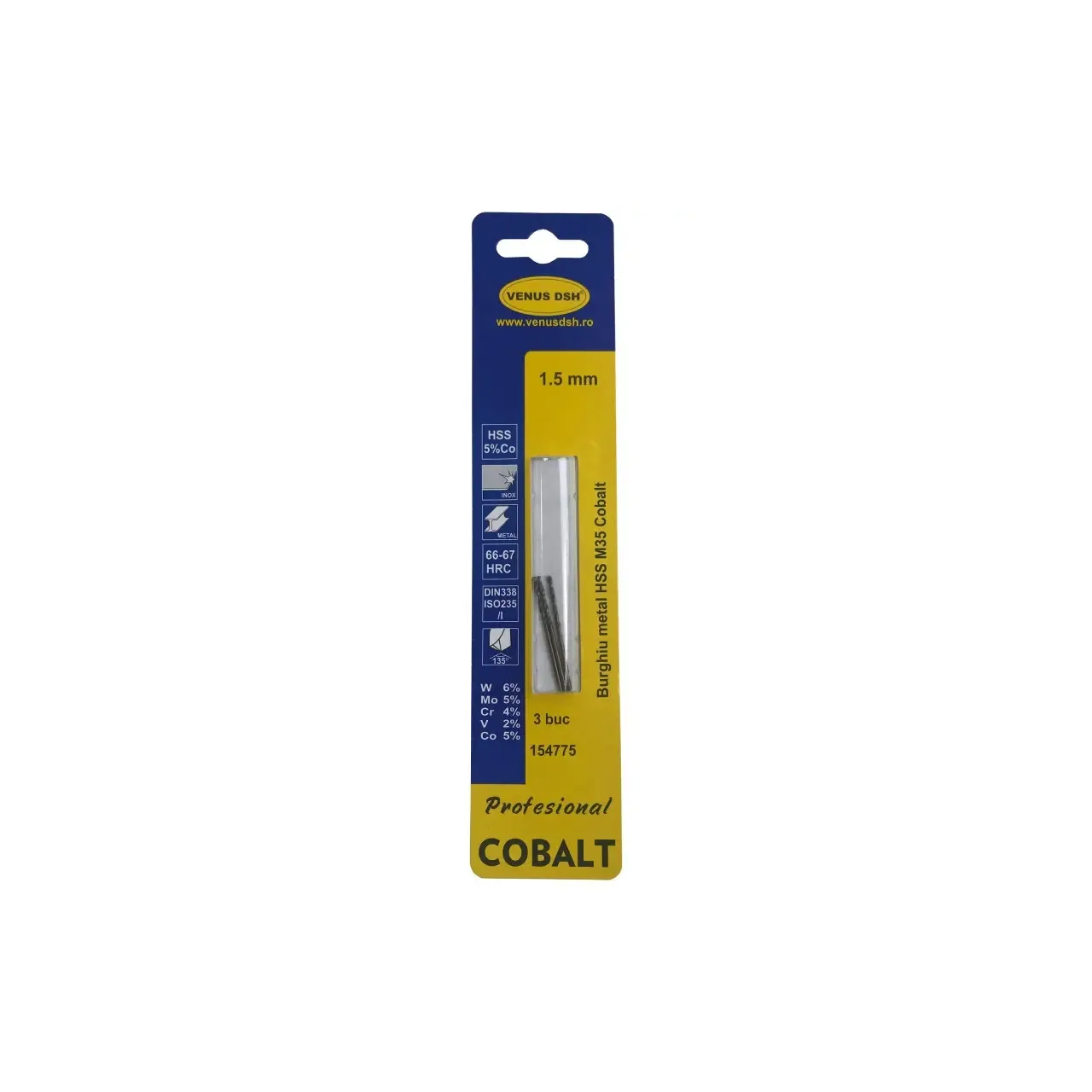 Burghiu metal hss m 35 cobalt - 1.5 mm, set 3, DSH 154775 2