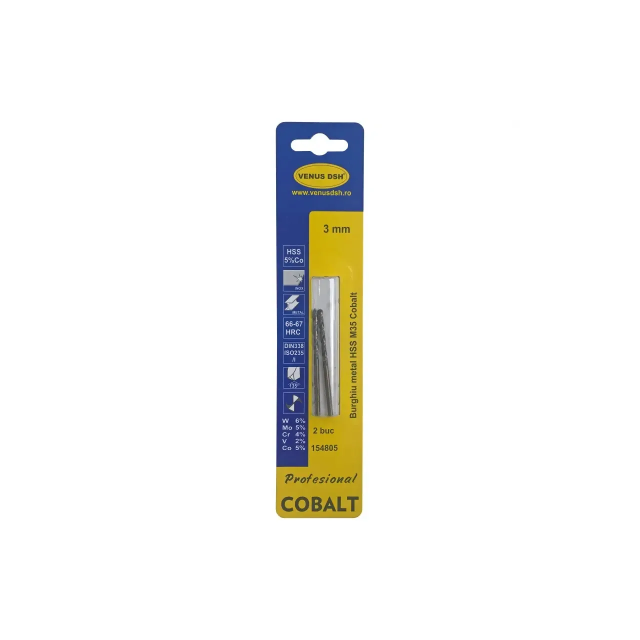 Burghiu metal hss m 35 cobalt - 2 mm, set 2, DSH 154782 2