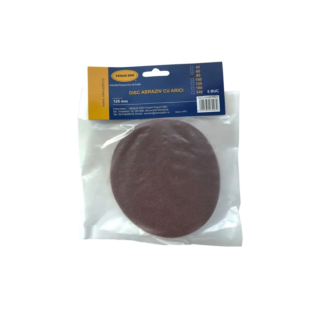 Disc abraziv cu arici 125 mm, gran. 60, DSH 270062 1