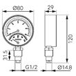 Termomanometru D.80 mm 1/2