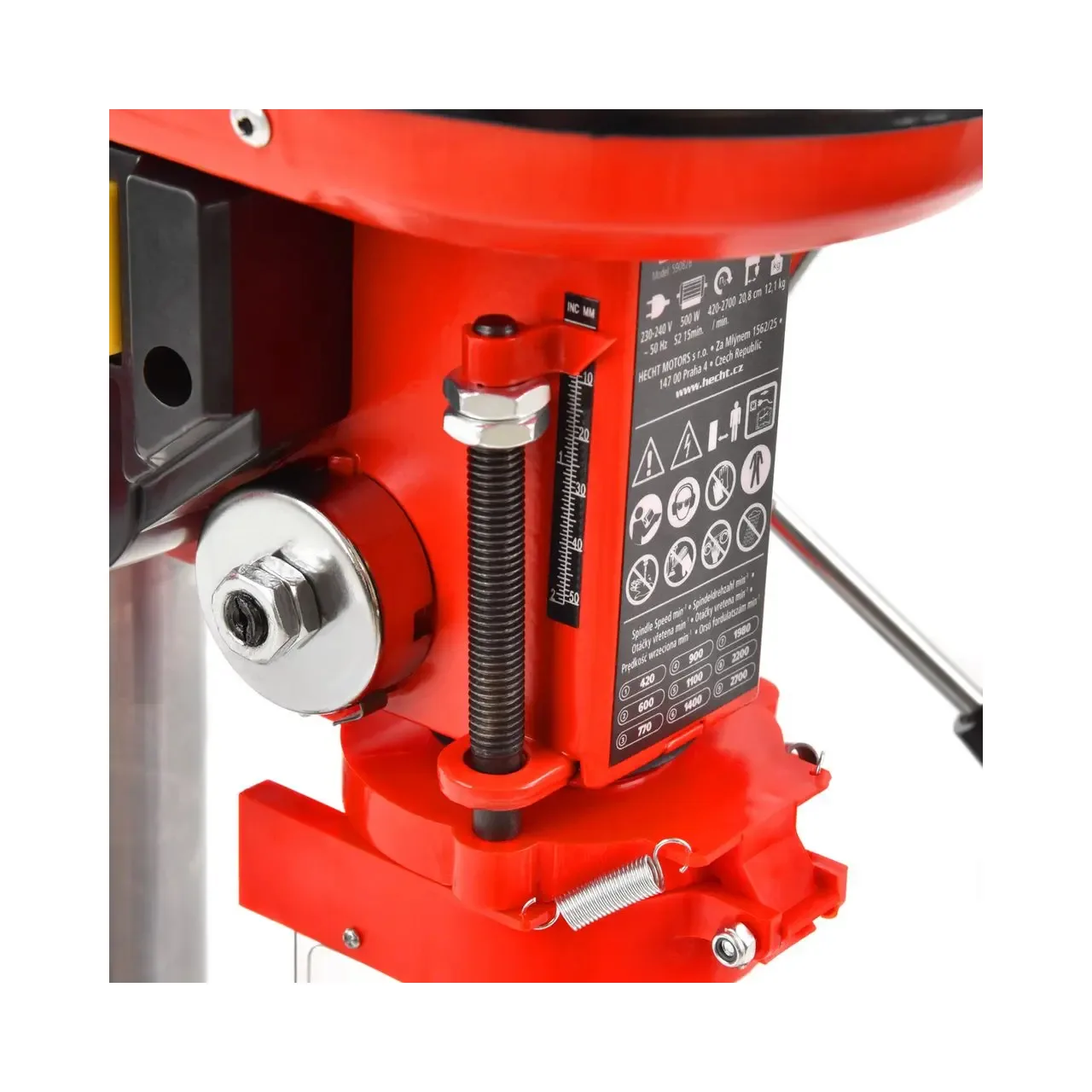 Masina de gaurit cu coloana HECHT 1055, putere motor 550 W, 9 viteze, deschidere maxima mandrina 16 mm 6