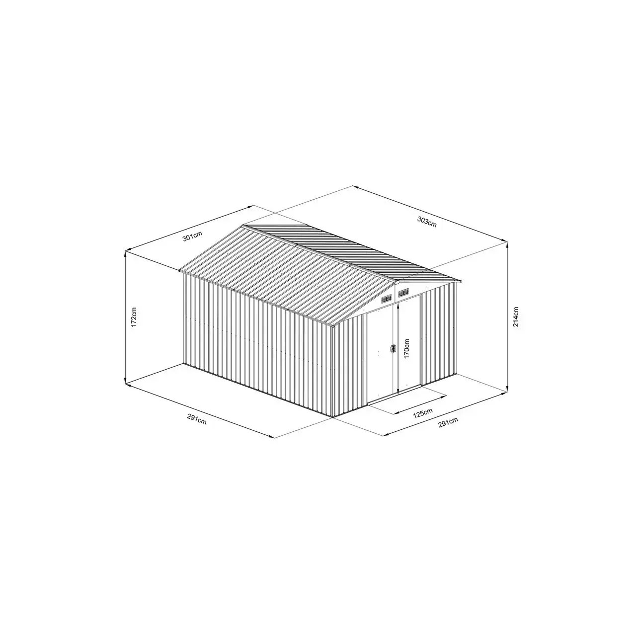 Magazie pentru depozitare HECHT 10x10 PLUS dimensiuni 291 x 291 x 214 Cm 1