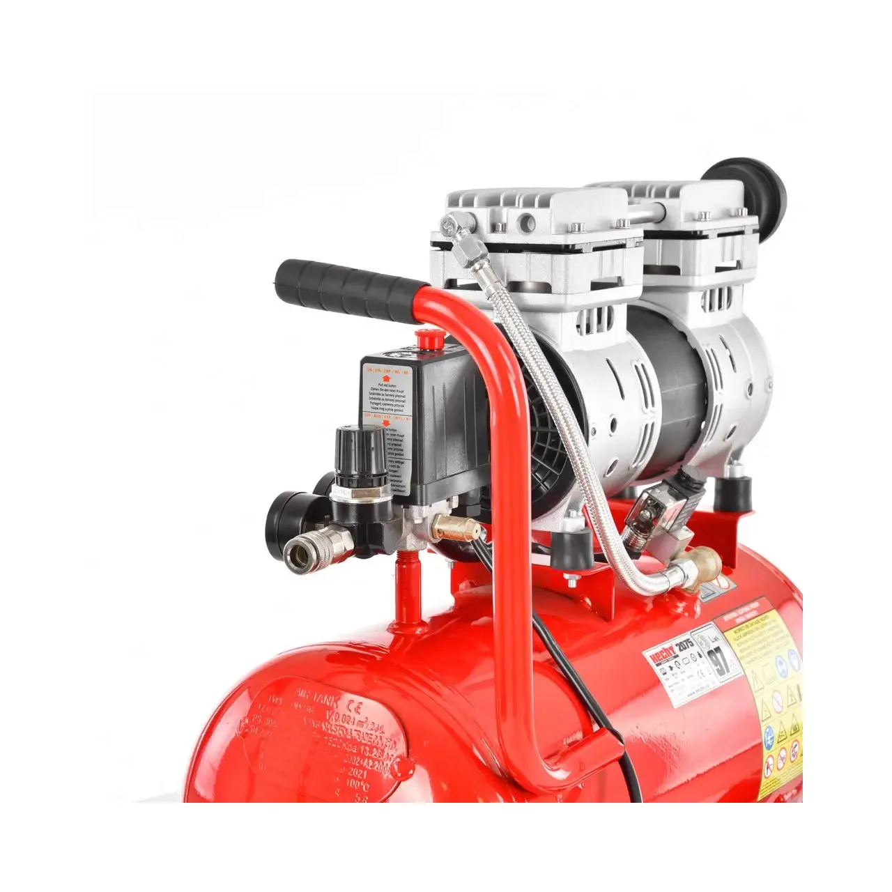 Compresor de aer fara ulei HECHT 2075, silentios, 0.75 kW, butelie 24 litri, 132 l/min, 8 bar 5