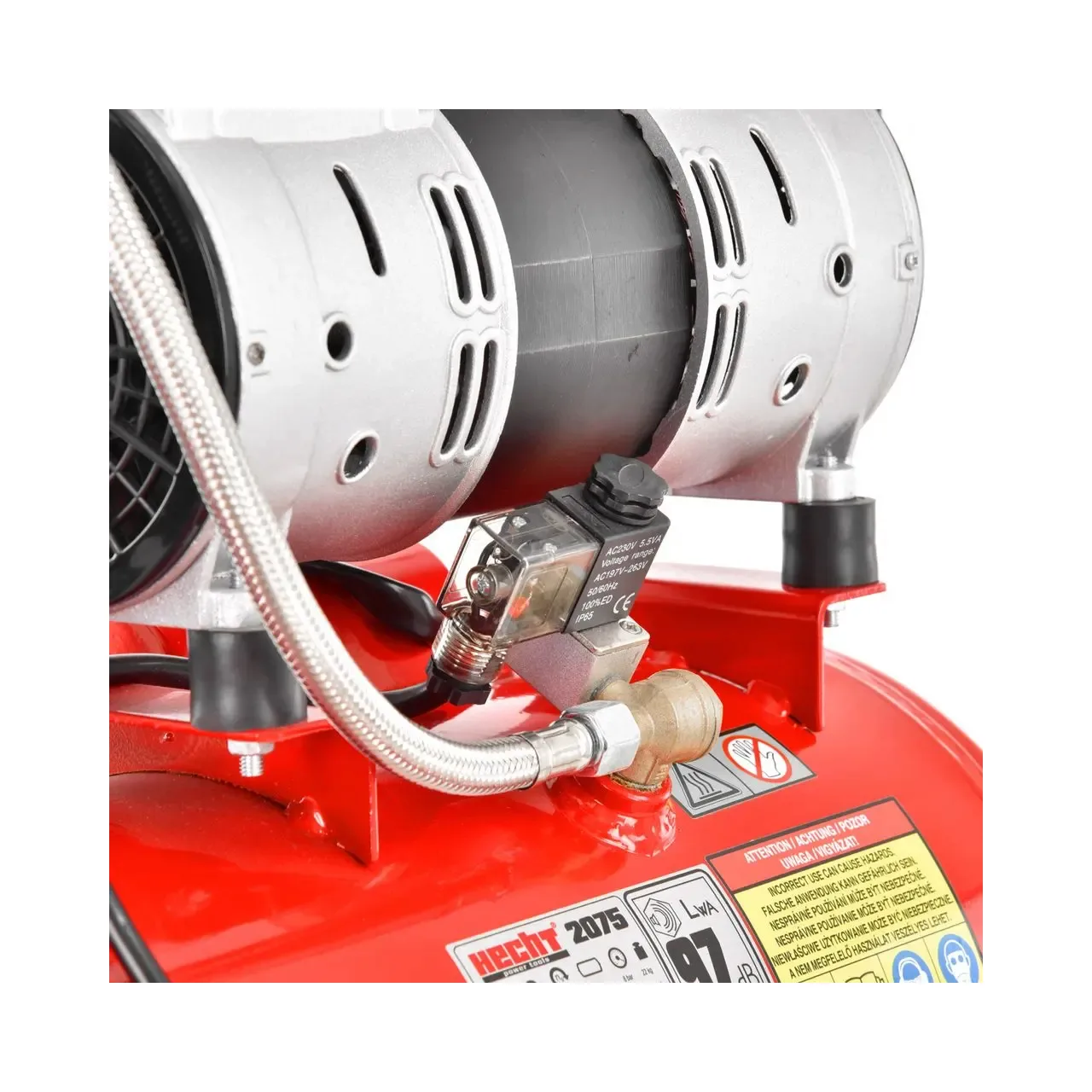 Compresor de aer fara ulei HECHT 2075, silentios, 0.75 kW, butelie 24 litri, 132 l/min, 8 bar 6