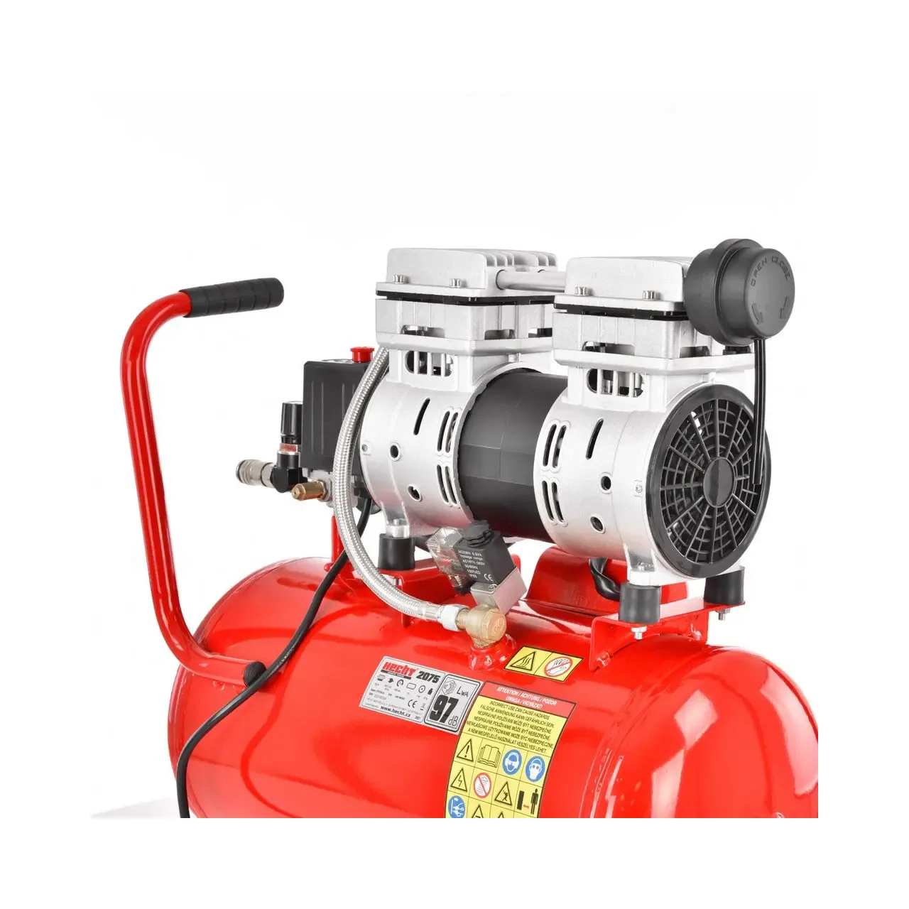 Compresor de aer fara ulei HECHT 2075, silentios, 0.75 kW, butelie 24 litri, 132 l/min, 8 bar 7