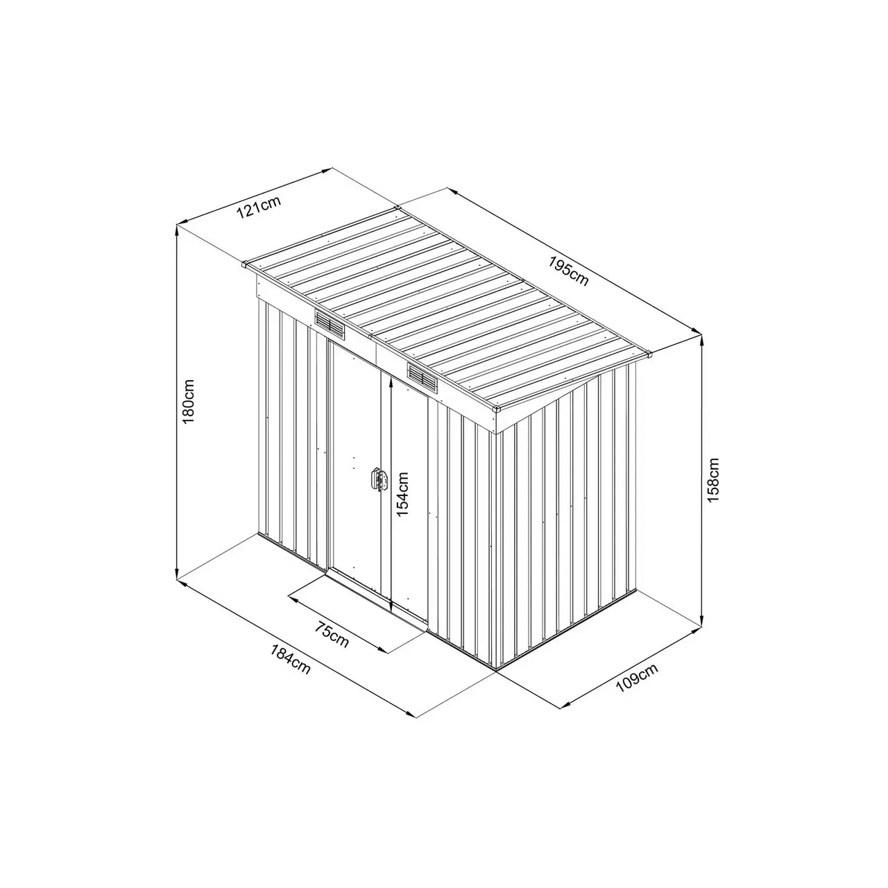 Magazie de gradina pentru depozitare HECHT 4x6 PLUS, cadru si baza metalica, dimensiuni 109 x 184 x 180 cm 1