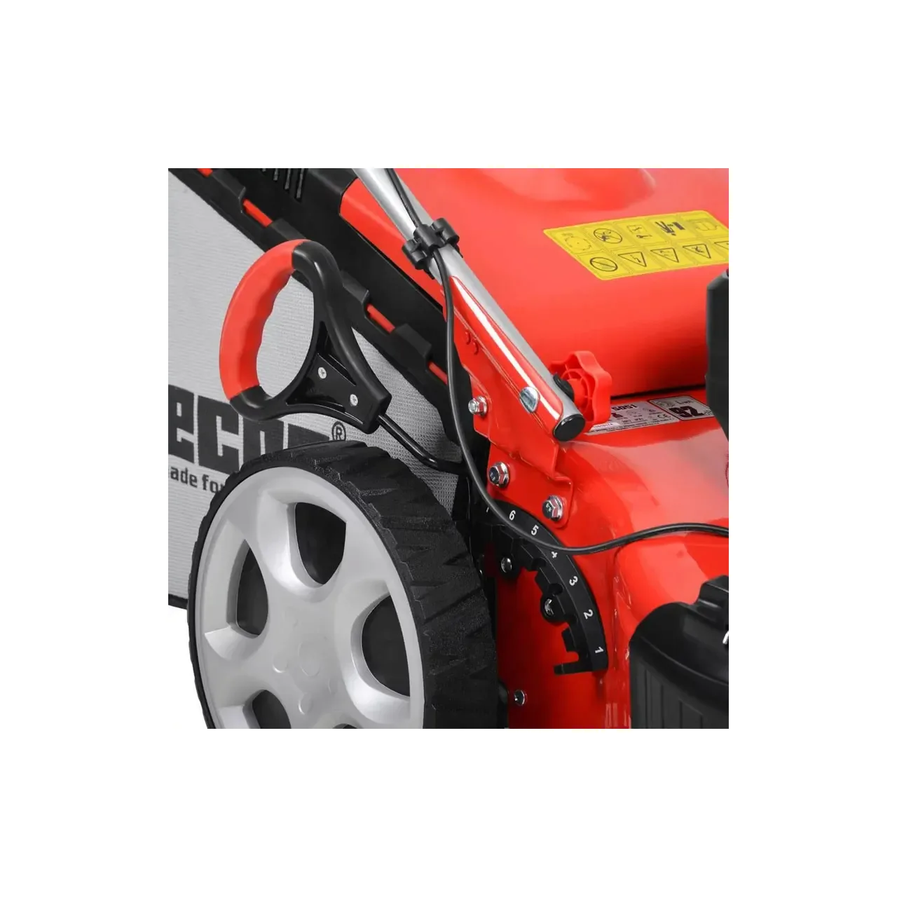 Masina electrica de tuns iarba HECHT 5051S, latime de lucru 51 cm, reglare taiere 25-75 mm, autopropulsie, fara acumulator, fara incarcator 1