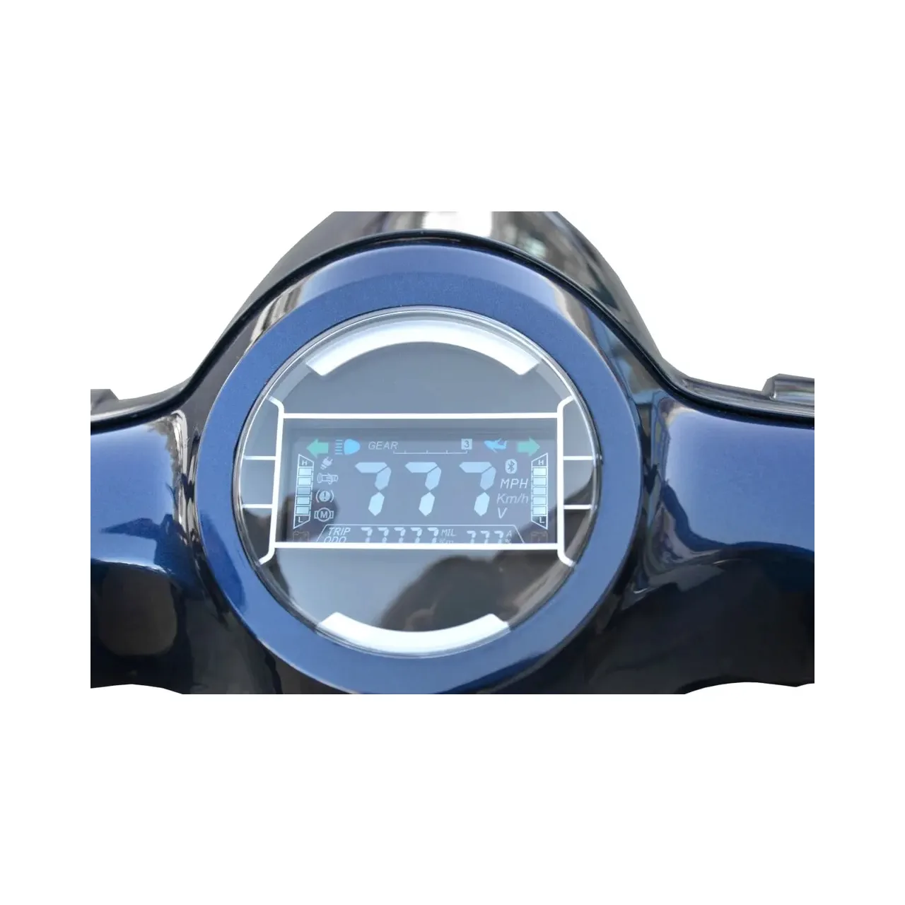 Scuter electric HECHT CITIS Blue, motor 3000 W, autonomie 60 km, viteza maxima 45 km/h, tahometru digital, albastru metalizat 5