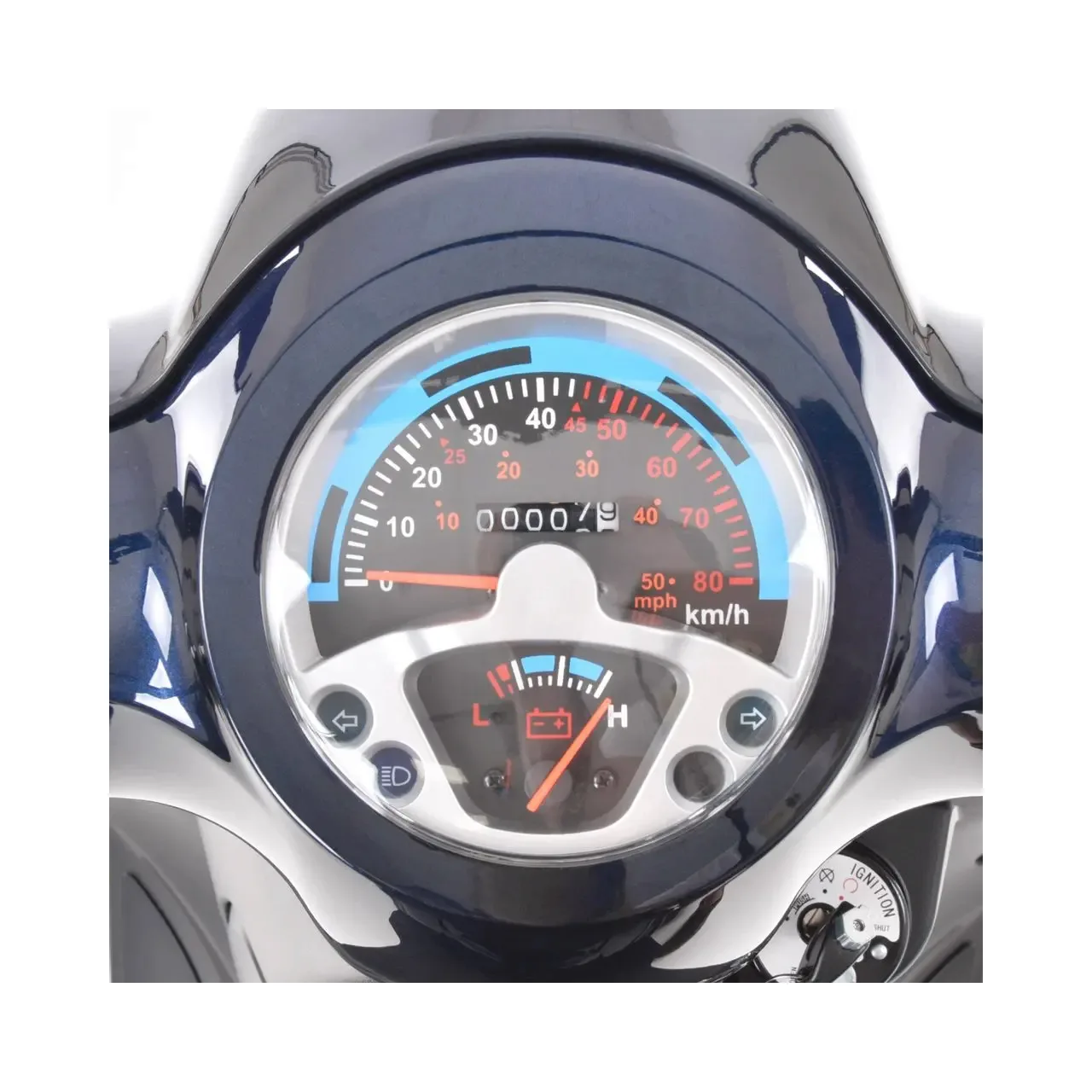 Scuter electric HECHT Citis Max Blue, scaun reglabil, cotiere, acumulator 60 V, 20 Ah, motor 800 W, viteza maxima de 25 km/h, albastru 4