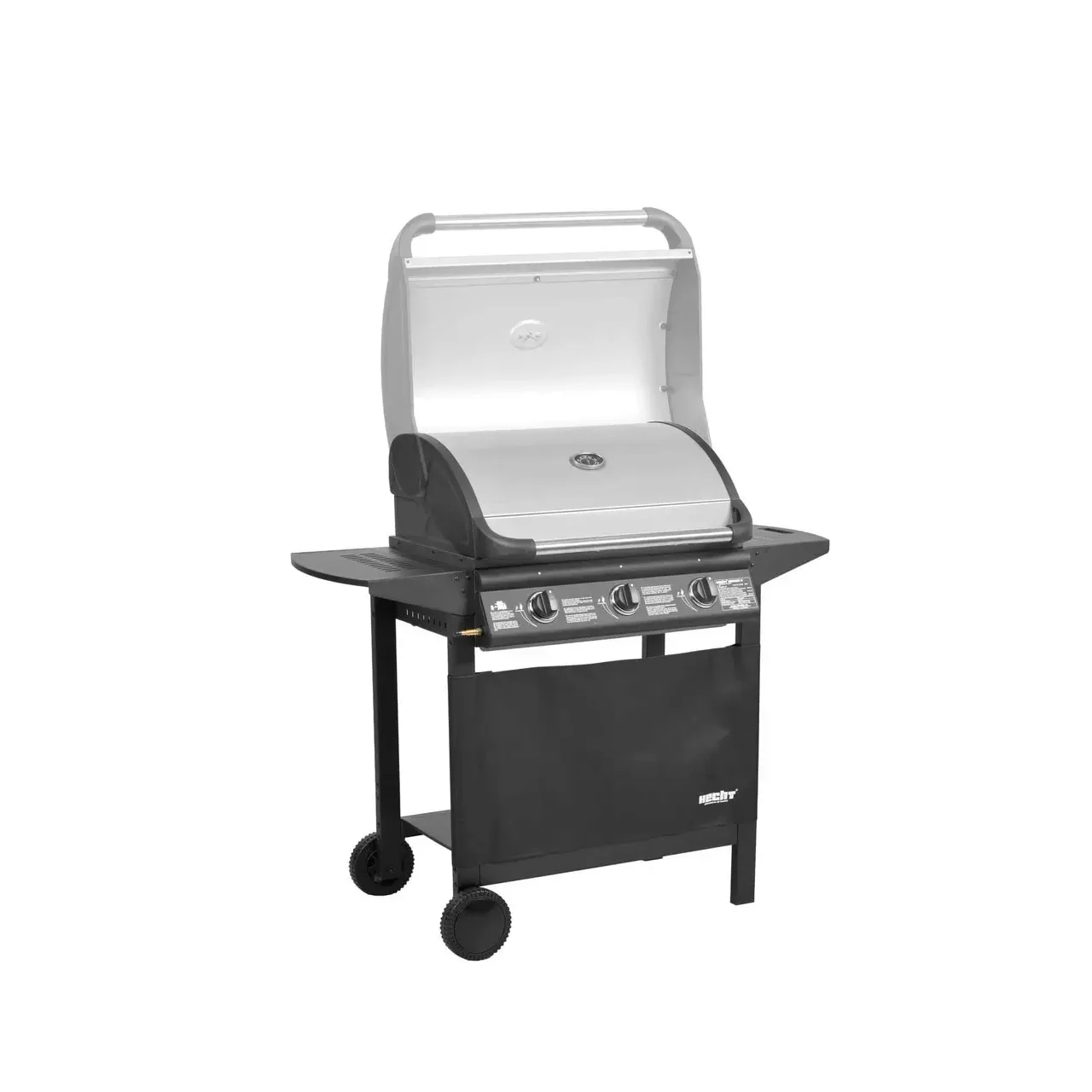 Gratar pe gaz cu 3 arzatoare HECHT Contact 3, 10.5 kW, suprafata gatit 62 x 42 cm, gratar din fonta, cu termometru, roti pentru transport 2