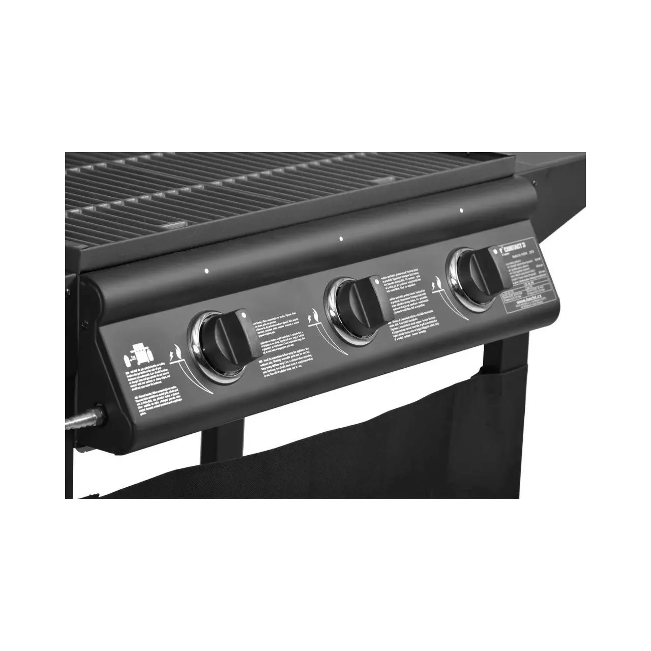 Gratar pe gaz cu 3 arzatoare HECHT Contact 3, 10.5 kW, suprafata gatit 62 x 42 cm, gratar din fonta, cu termometru, roti pentru transport 9