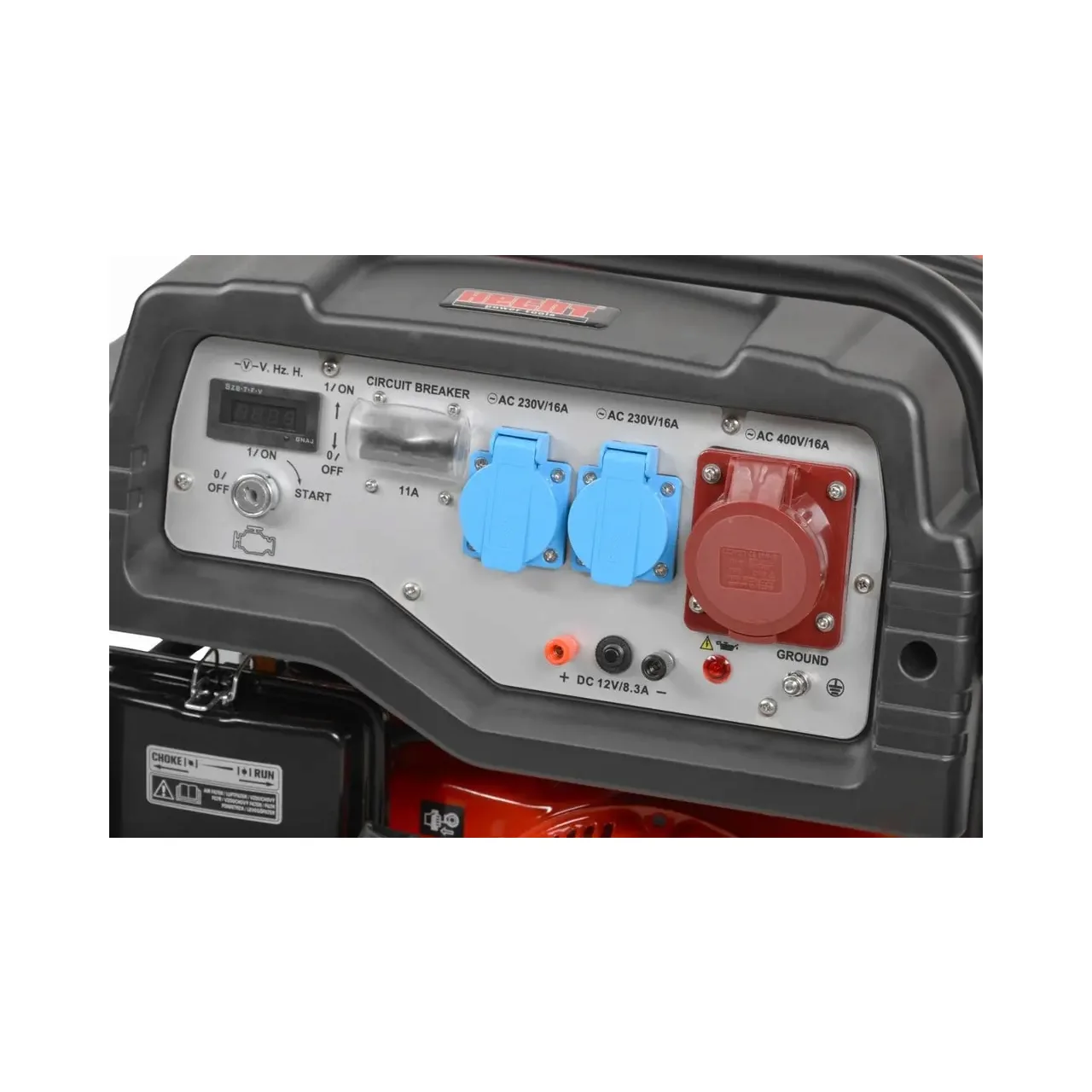 Generator de curent trifazat HECHT GG 10000, motor benzina, 4 timpi, 459 CC, 7.5 kW, max 8.5 kW, cu roti si maner 4