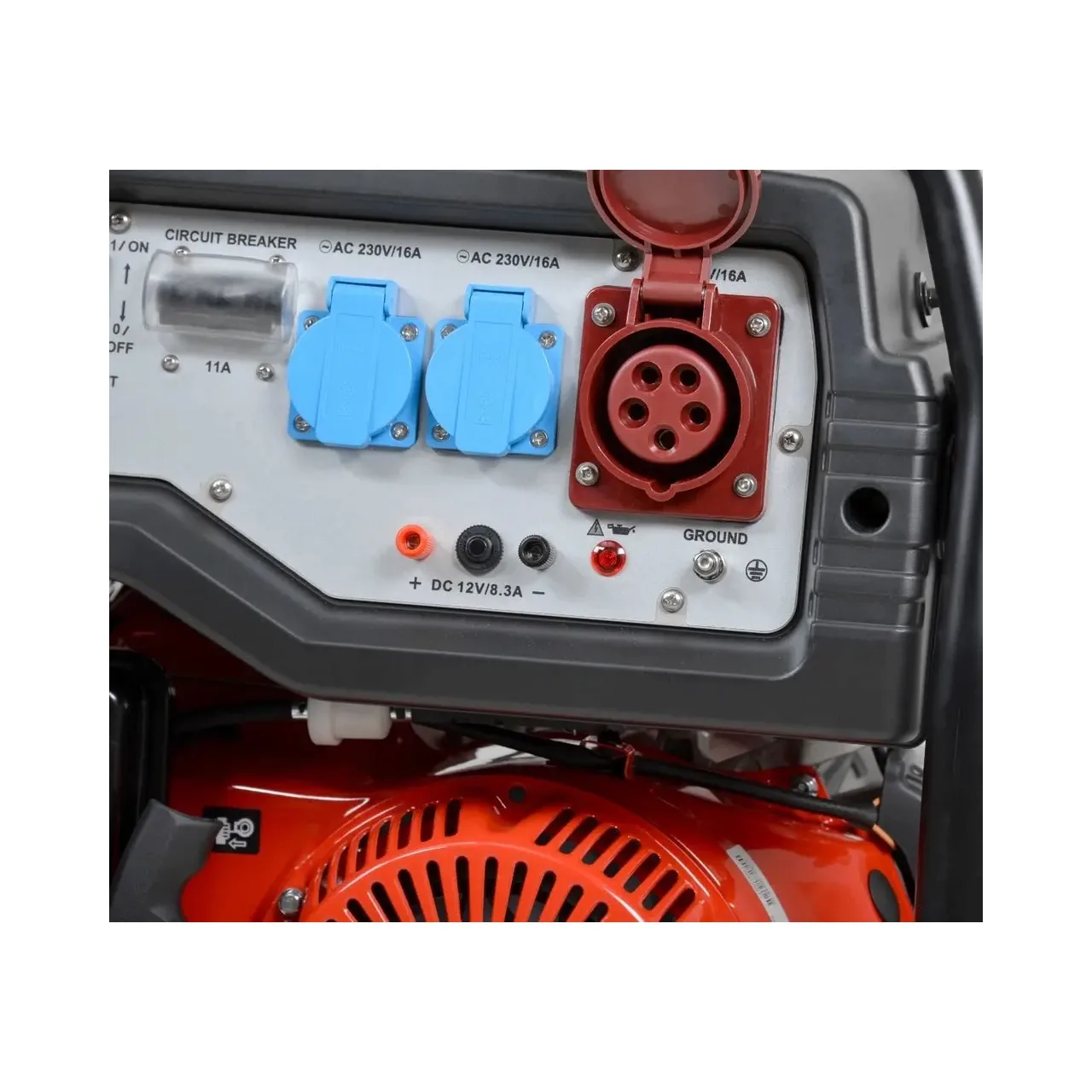 Generator de curent trifazat HECHT GG 10000, motor benzina, 4 timpi, 459 CC, 7.5 kW, max 8.5 kW, cu roti si maner 6