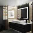 Oglinda LED Rama Neagra Senzor MotionGlow Incanto Sistem Dezaburire Ceas Rama Neagra 80x60 cm Lumina Rece/Calda/Neutra Dimabila, colectia Marcello Funghi 2