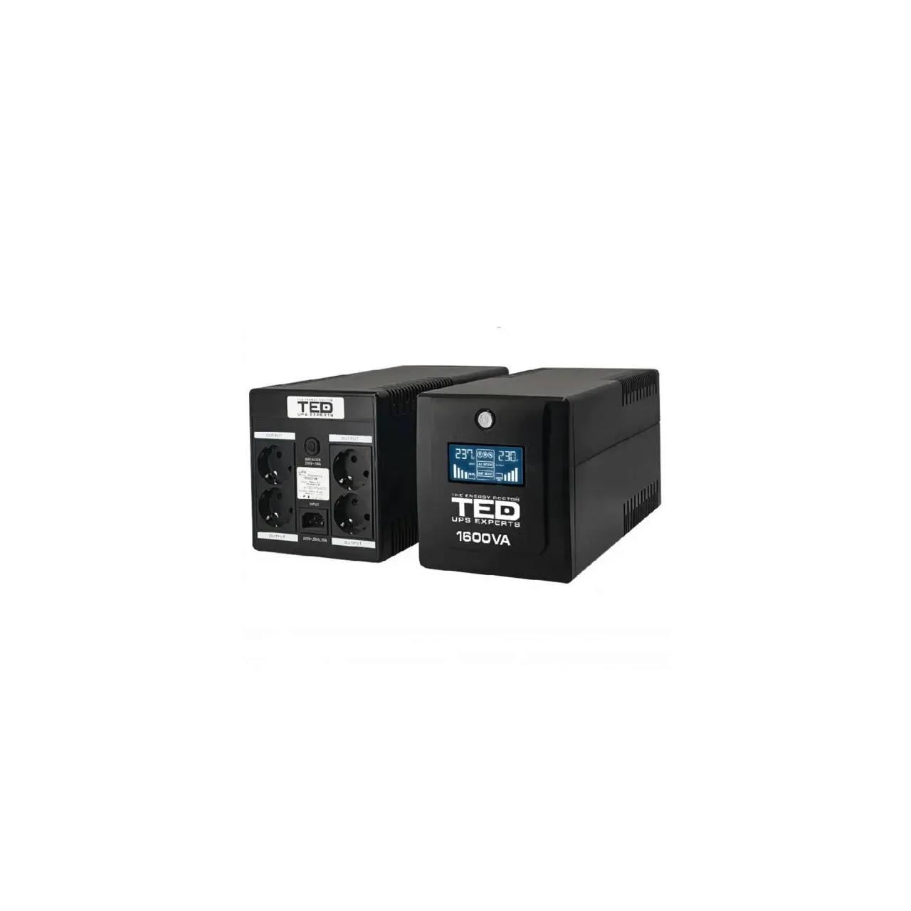 UPS 1600VA/900W LCD Line Interactive AVR 4 schuko USB Management TED Electric TED001597 1
