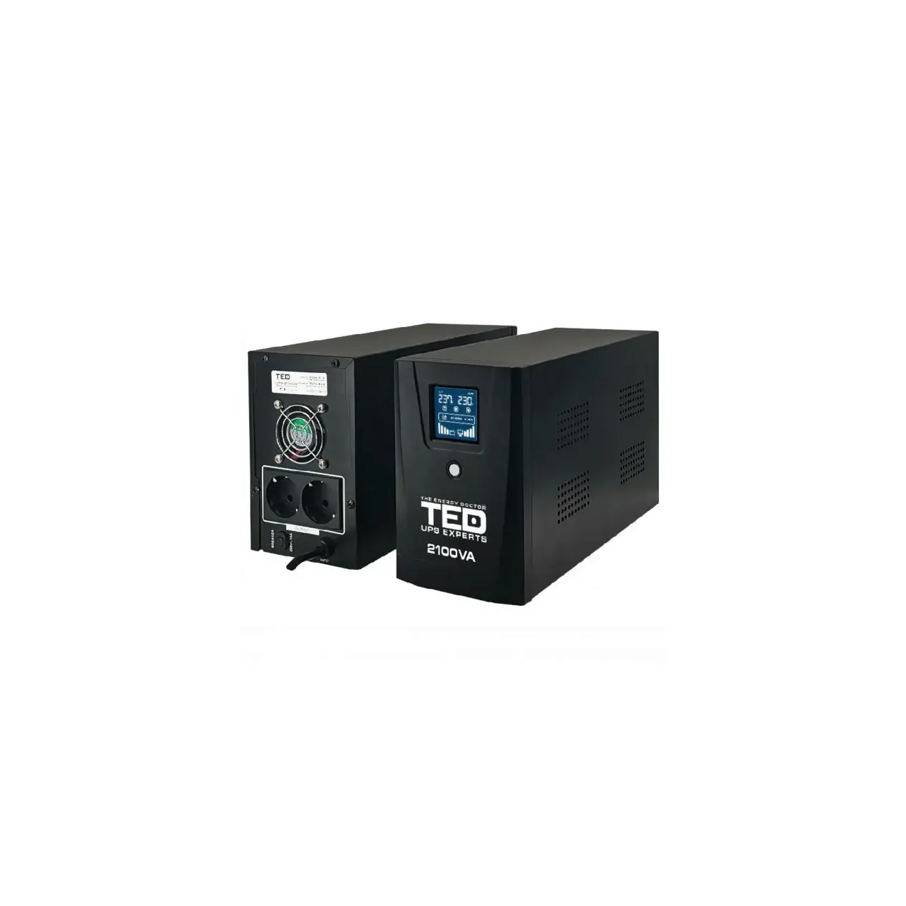 UPS 2100VA/1200W LCD Line Interactive AVR 2 schuko 2x9Ah USB Management TED Electric TED001603 1