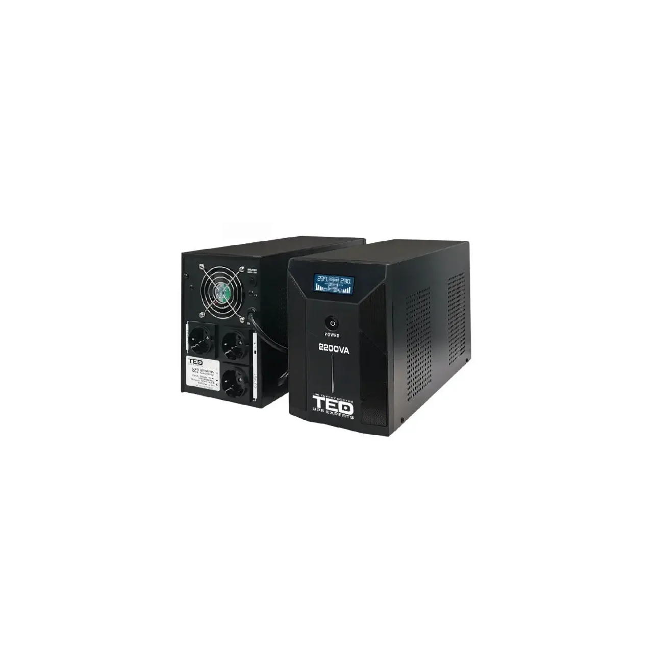 UPS 2200VA/1200W LCD Line Interactive AVR 3 schuko 4x7Ah TED Electric TED001610 1