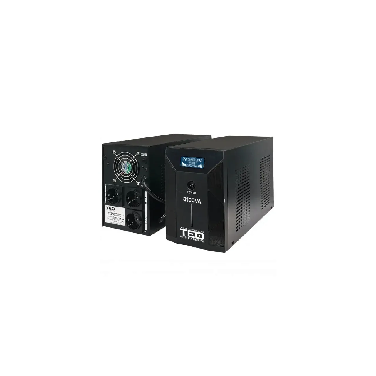 UPS 3100VA/1800W LCD Line Interactive AVR 3 schuko USB Management TED Electric TED001627 1