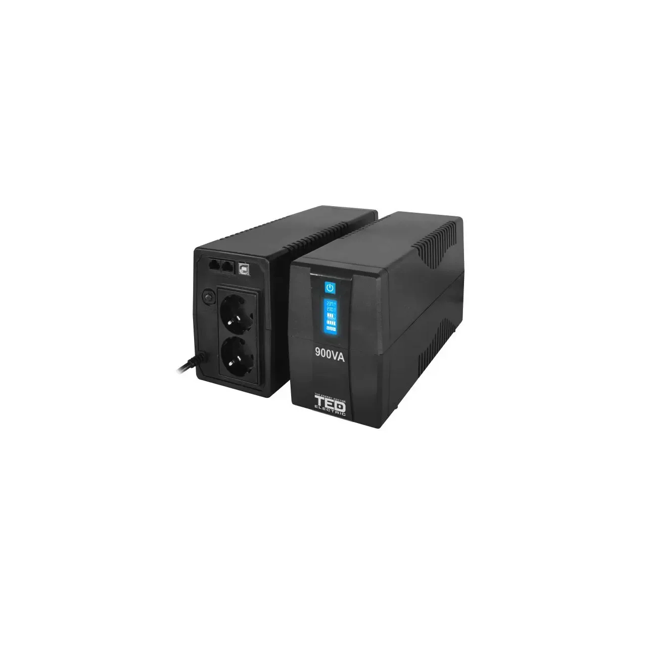 UPS 900VA/500W LCD Line Interactive AVR 2 schuko USB Management TED Electric TED003942 2