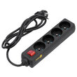 Prelungitor electric 4 prize cu întrerupător negru 1,5 m Vorel 72630 1