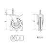 Roata pivotanta cu opritor din cauciuc negru pe filet 125x33x153 mm Vorel 87333 1