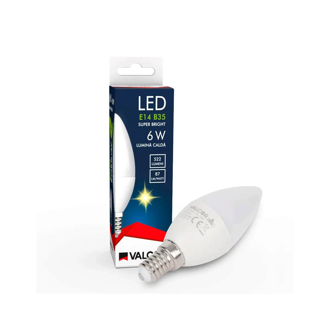 Bec LED lumanare B35 E14 6W lumina calda LC 3000K (include taxa timbru verde 0.40 lei) Valcor VLC11001 4
