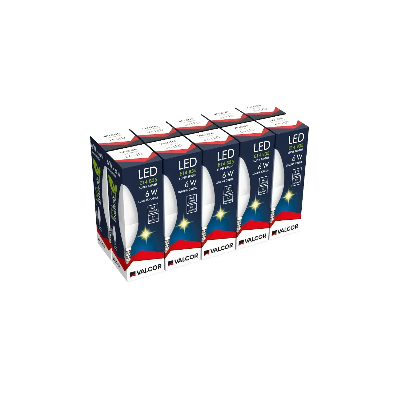 Bec LED lumanare B35 E14 6W lumina calda LC 3000K (include taxa timbru verde 0.40 lei) Valcor VLC11001 7