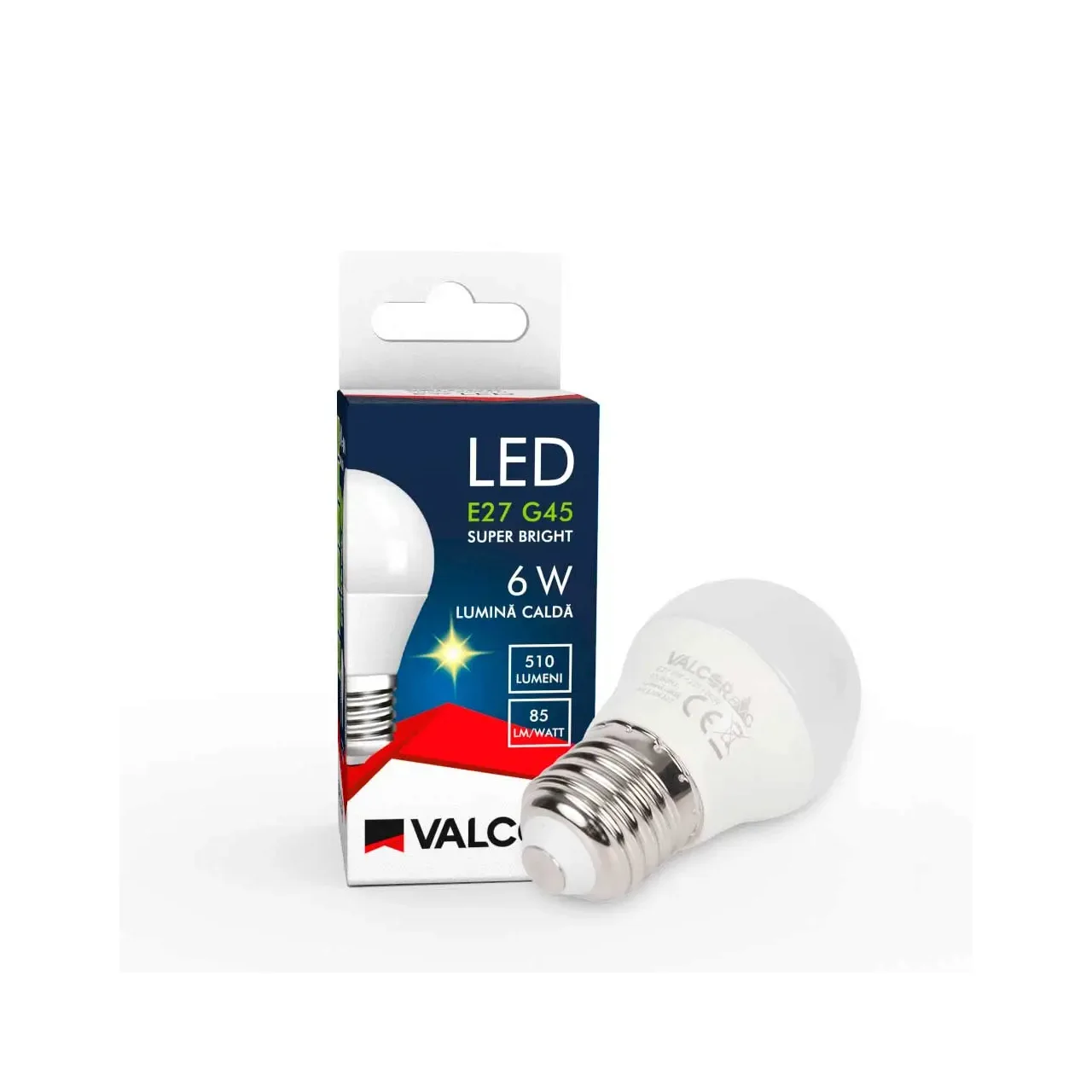 Bec LED sferic G45 E27 6W lumina calda LC 3000K (include taxa timbru verde 0.40 lei) Valcor VLC11007 3