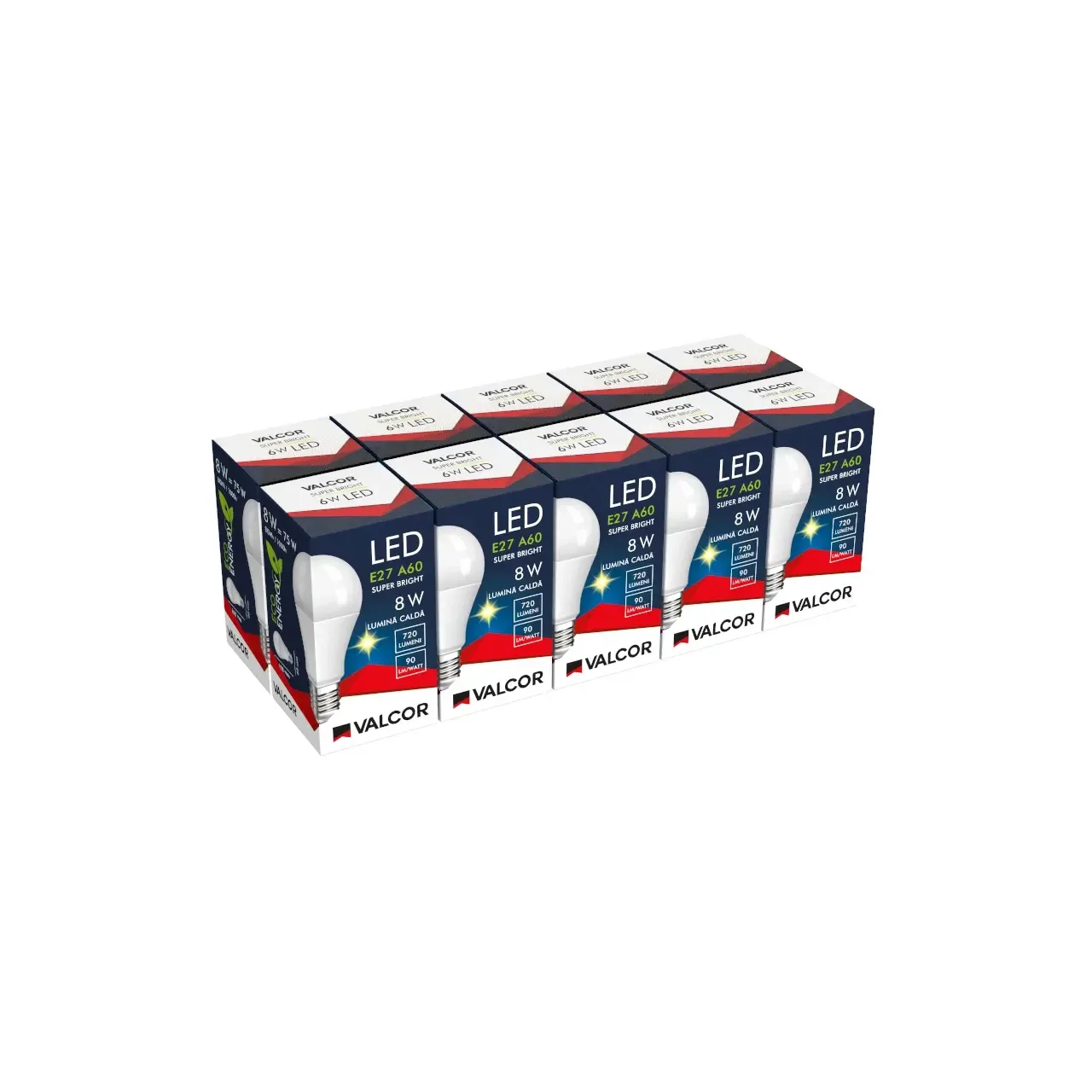 Bec LED A60 E27 8W lumina calda LC 3000K (include taxa timbru verde 0.40 lei) Valcor VLC11009 6