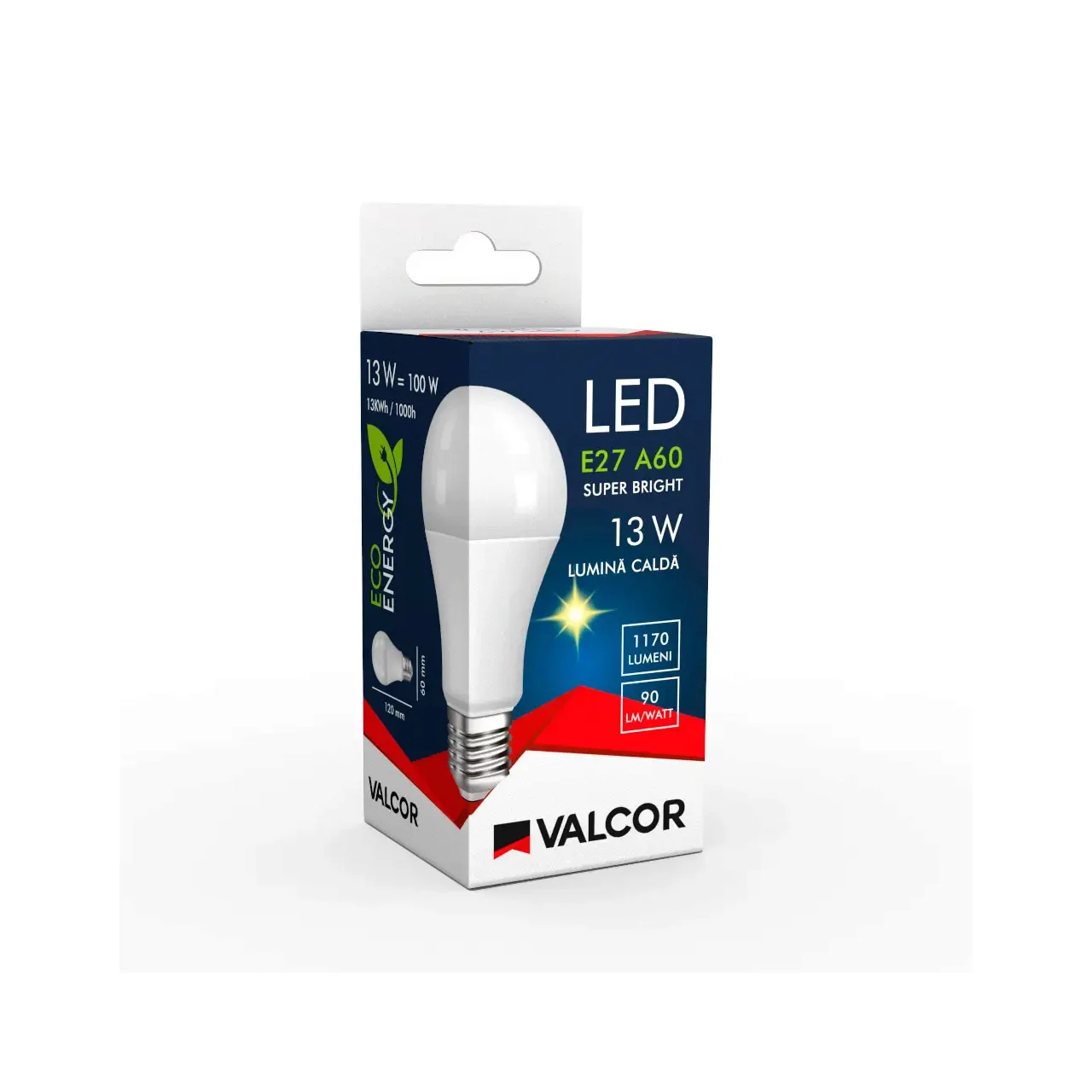 Bec LED A60 E27 13W lumina calda LC 3000K (include taxa timbru verde 0.40 lei) Valcor VLC11013 3