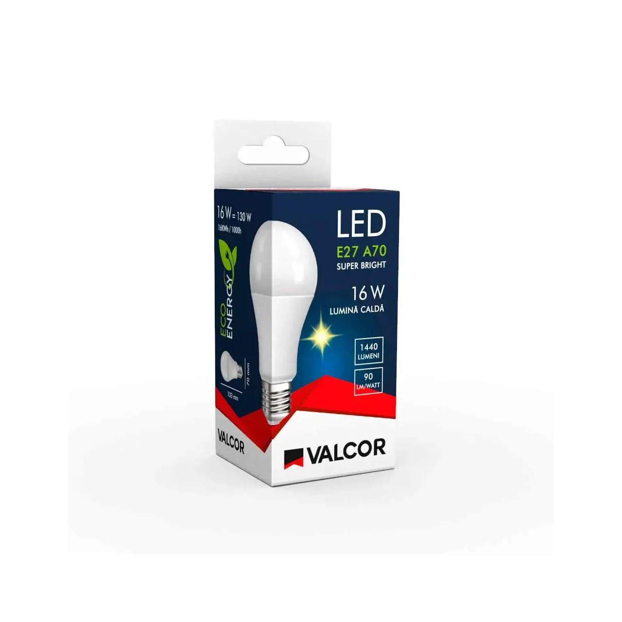 Bec LED A70 E27 16W lumina calda LC 3000K (include taxa timbru verde 0.40 lei) Valcor VLC11015 2