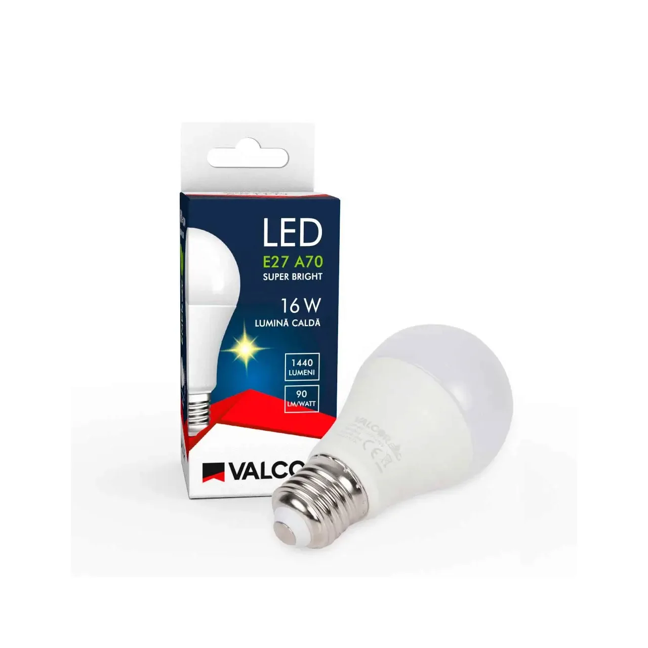 Bec LED A70 E27 16W lumina calda LC 3000K (include taxa timbru verde 0.40 lei) Valcor VLC11015 3