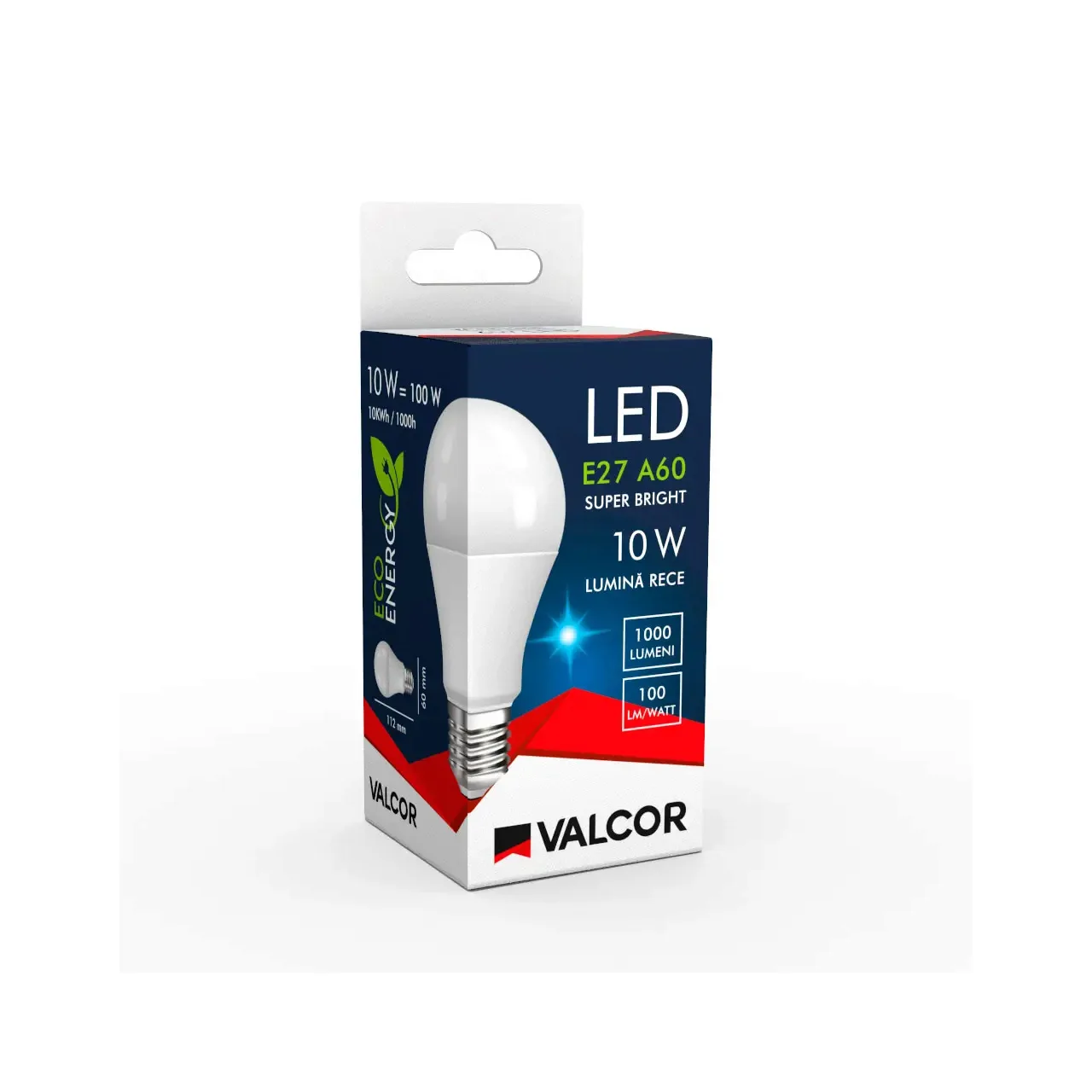 Bec LED A60 E27 10W lumina rece LR 6400K (include taxa timbru verde 0.40 lei) Valcor VLC11023 2