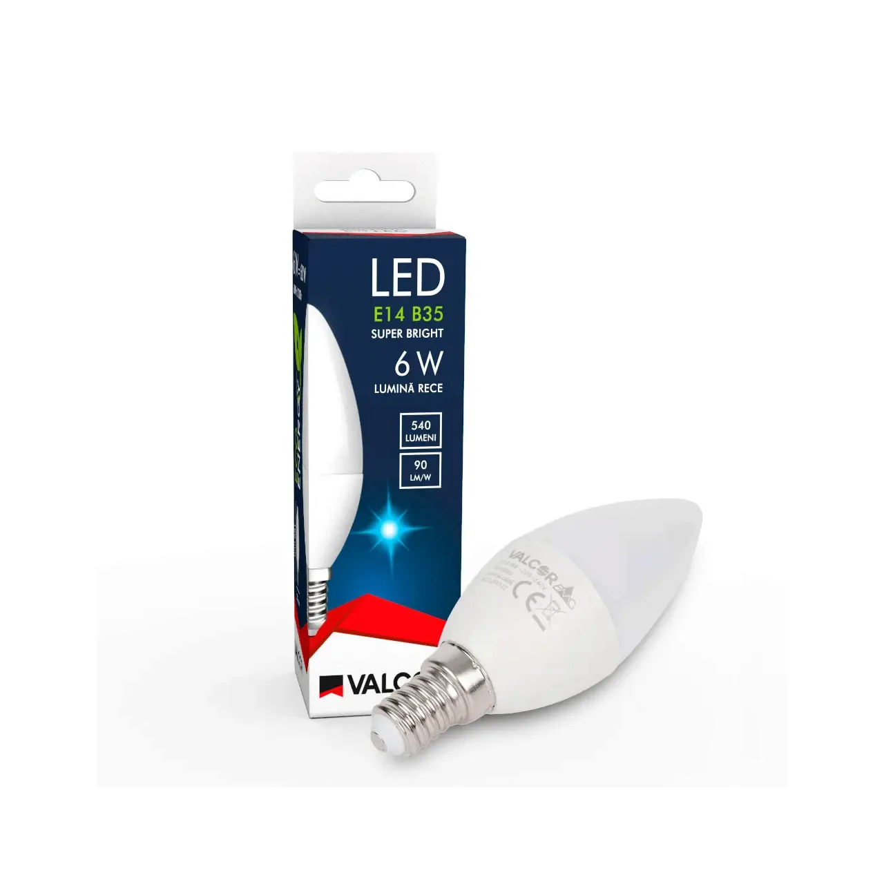 Bec LED lumanare B35 E14 6W lumina rece LR 6400K (include taxa timbru verde 0.40 lei) Valcor VLC11028 3