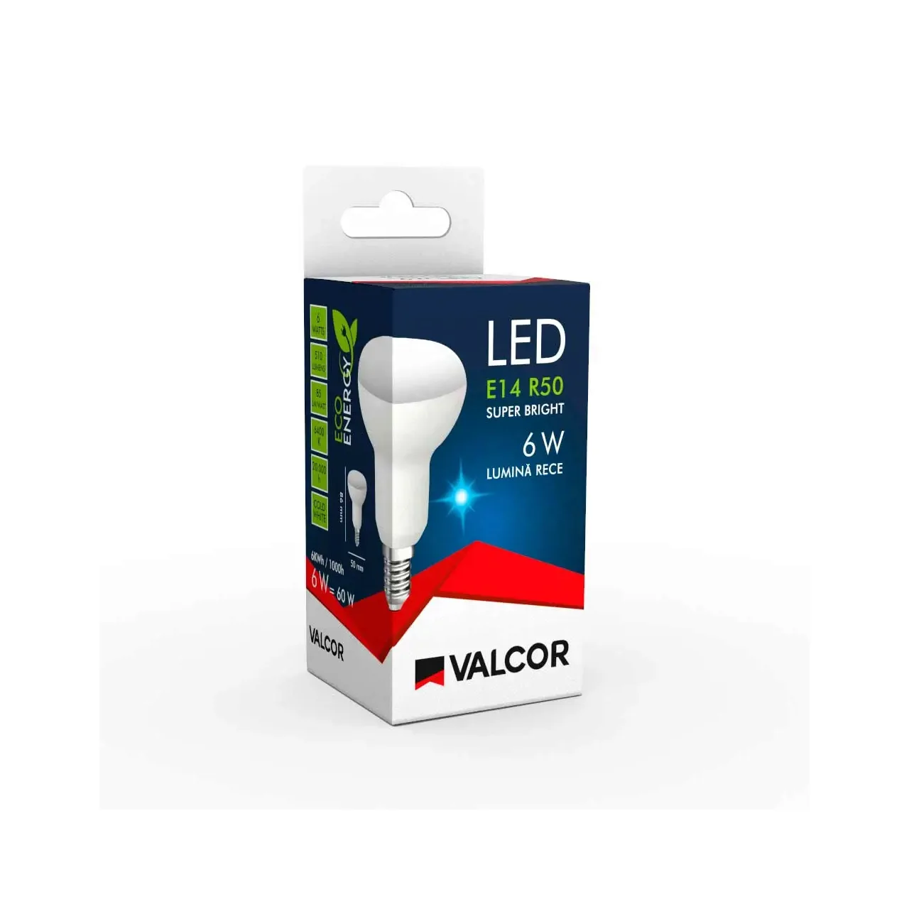 Bec LED spot R50 E14 6W llumina rece LR 6400k (include taxa timbru verde 0.40 lei ) Valcor VLC11031 2