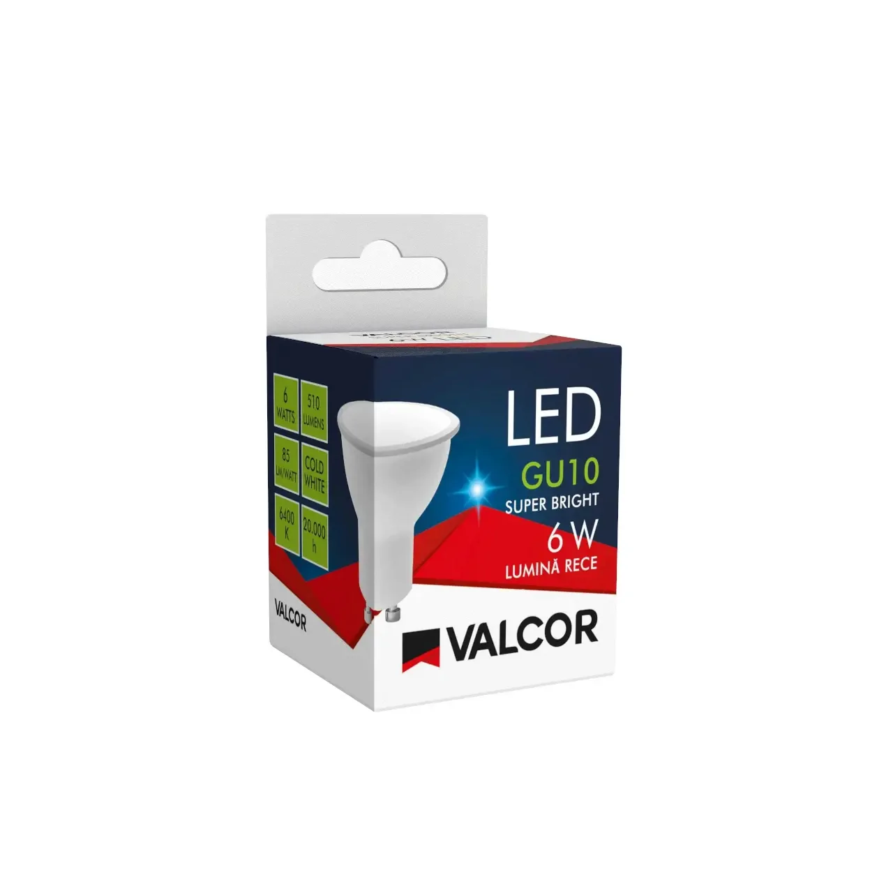 Bec LED spot 6W GU10 lumina rece LR 6400K (include taxa timbru verde 0.40 lei) Valcor VLC11032 2