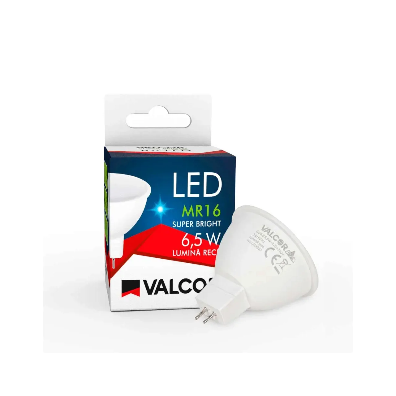 Bec LED spot dicroic MR16 6.5W GU5.3 lumina rece LR 6400K (include taxa timbru verde 0.40 lei) Valcor VLC11033 3
