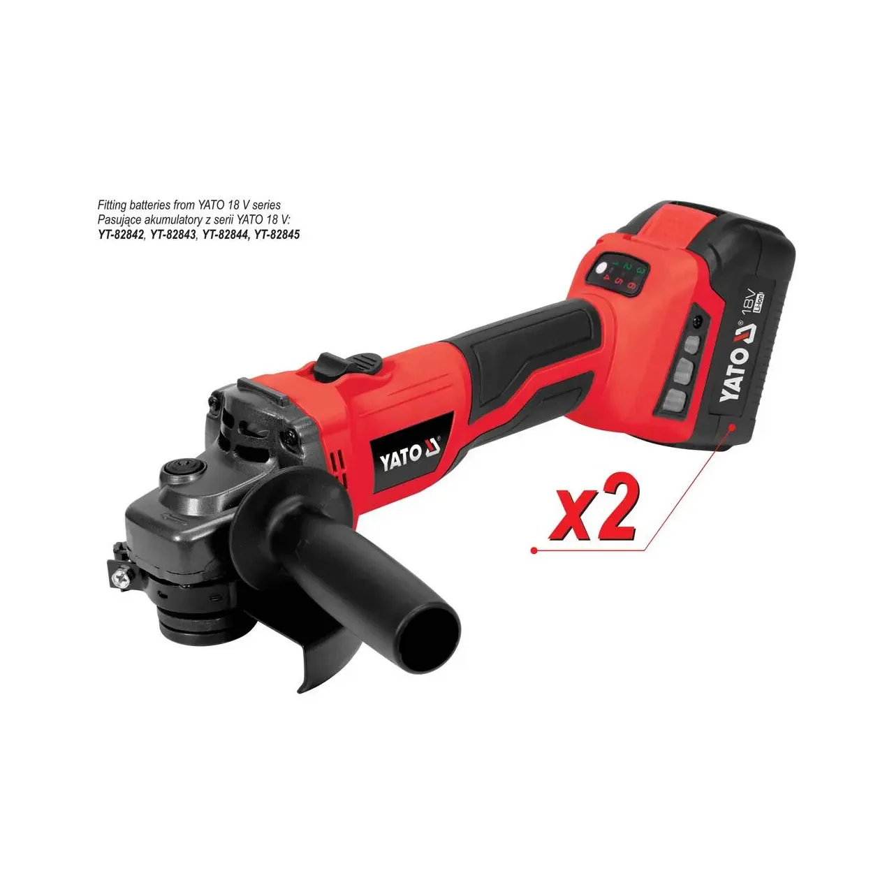 Polizor unghiular 18v, 125mm, 2x4ah Yato YT-828295 3