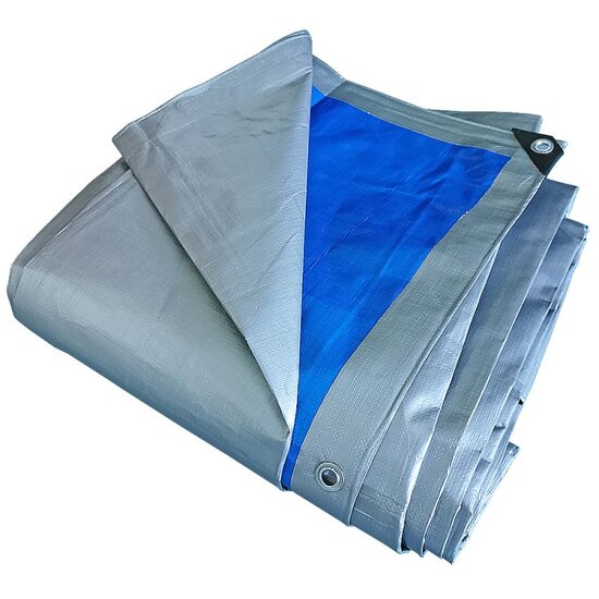 Prelata impermeabila cu inele 180 g/mp, 3x 4 m, argintiu-albastru, DSH 104084