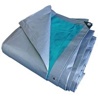 Prelata impermeabila cu inele 220 g/mp, 3x4 m, argintiu-verde, DSH 104213